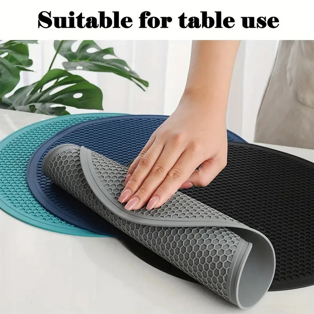 Hemasa (Set of 2)25cm Large Silicone Mat Coaster Heat Resistant Placemat Honeycomb Nonslip Pot Holder Table Mat