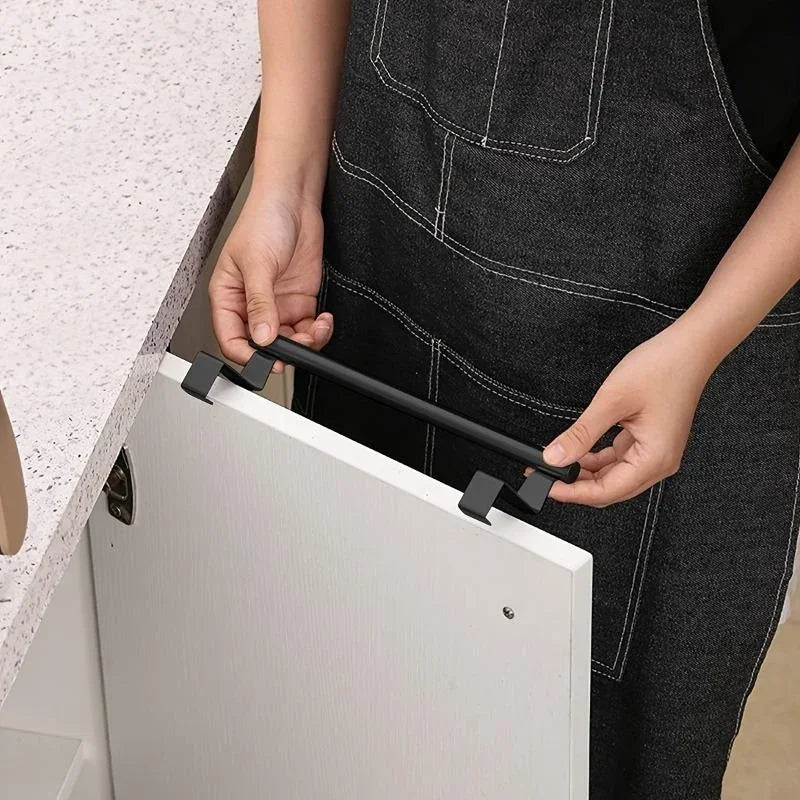 Hemasa Towel Rod Steel Metal Wire Over Cabinet Towel Rack Storage Organizer Bathroom Door Hanging Towel Rack Punch-free Rag Hanger