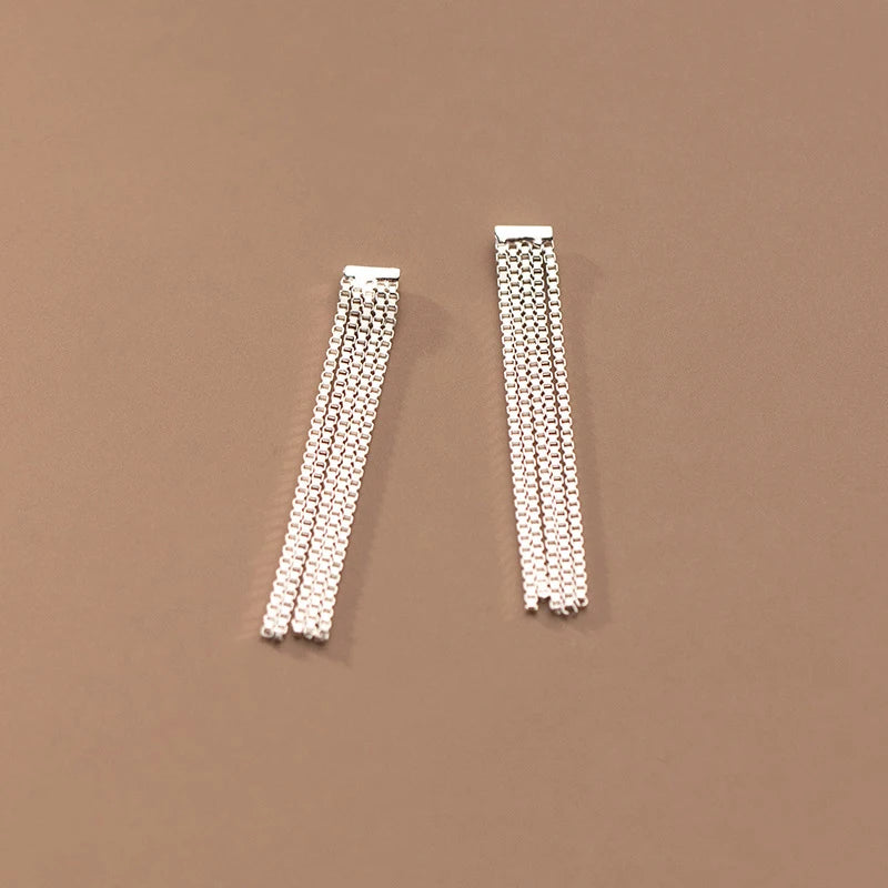 Modian Solid 925 Sterling Silver Long Tassel Summer New Design Dangle Earrings Simple Fashion Drop Ears For Women Jewelry Gifts