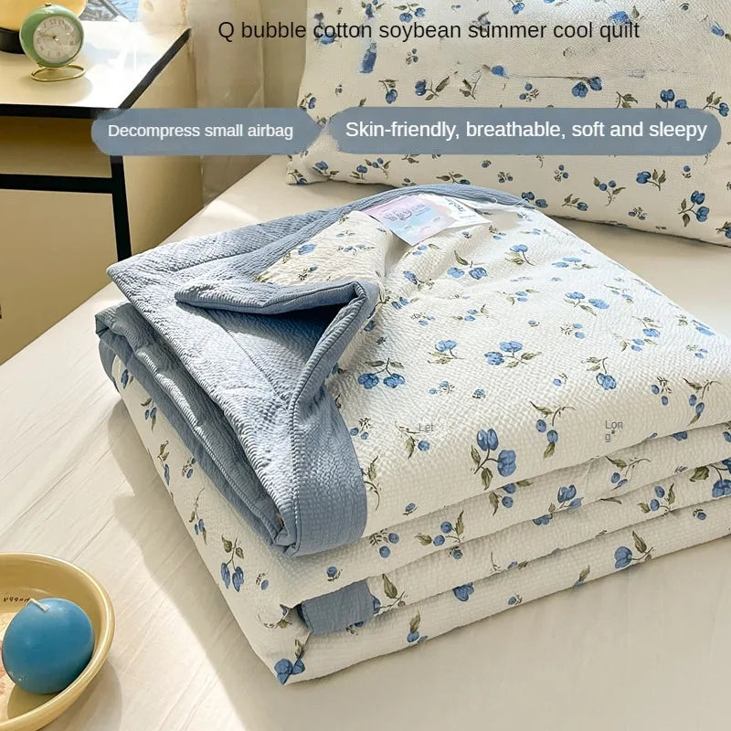 Quilt Double Layer Yarn Soybean Fiber Mother And Baby Grade Soft Glutinous Summer Cool Quilt Comfortable Breathable Home Textile