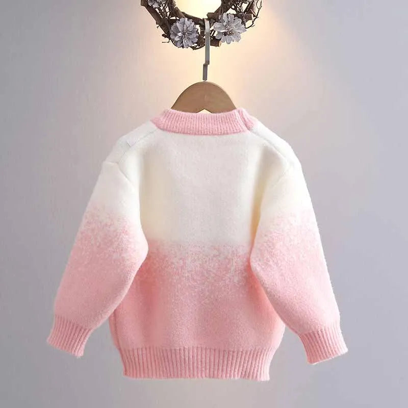 Girls Trend Sweater 2024 New Autumn and Winter Outfit Knit Pullover Sweater Girls Cartoon Kuromi Tops Children Casual Base Shirt