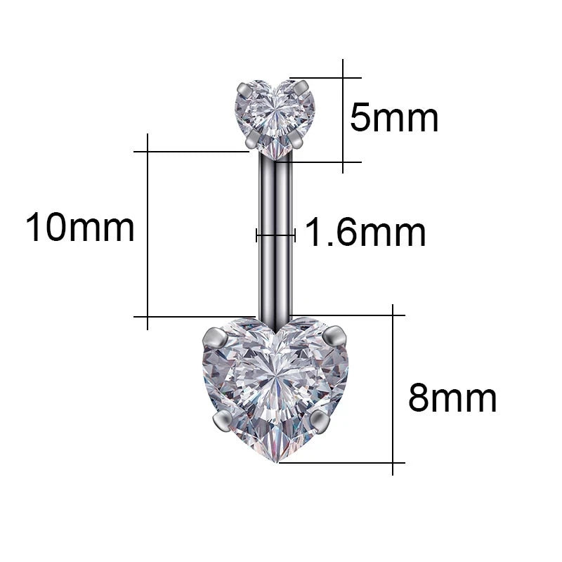 1PC Steel Belly Button Rings Crystal Piercing Navel Heart Style Navel Piercing Earring Belly Piercing Sexy Body Jewelry Ombligo