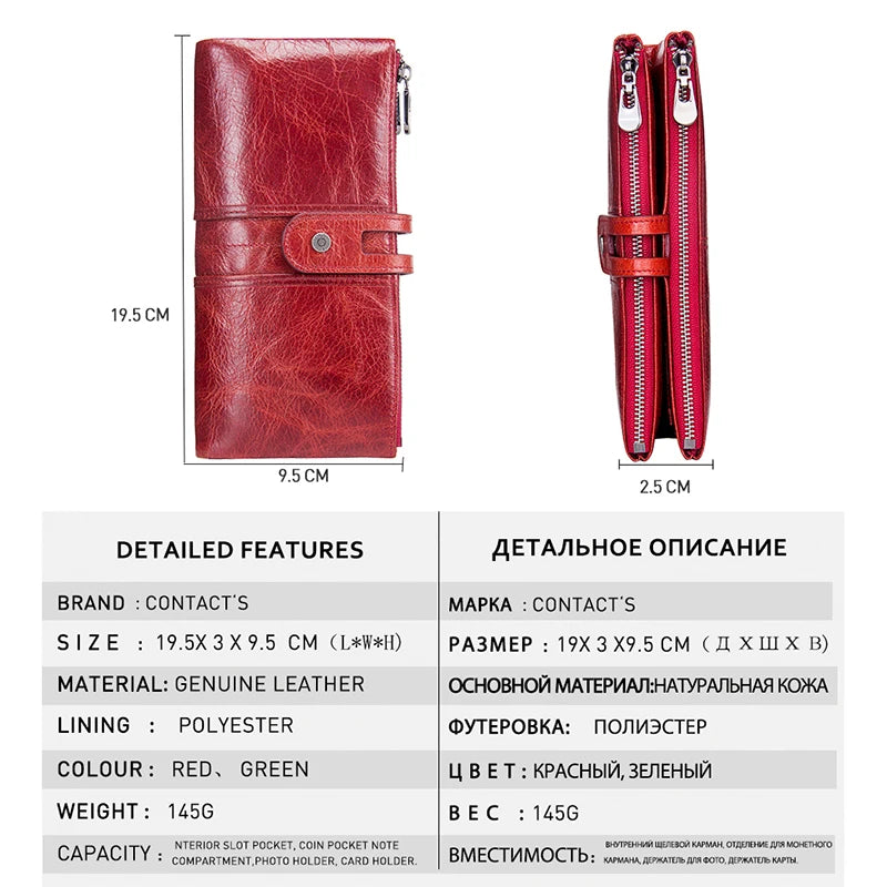 Hemasa Genuine Leather Long Wallets for Women Card Holder Money Clip Coin Purse Phone Pocket Female Bags Handbag Women Wallet