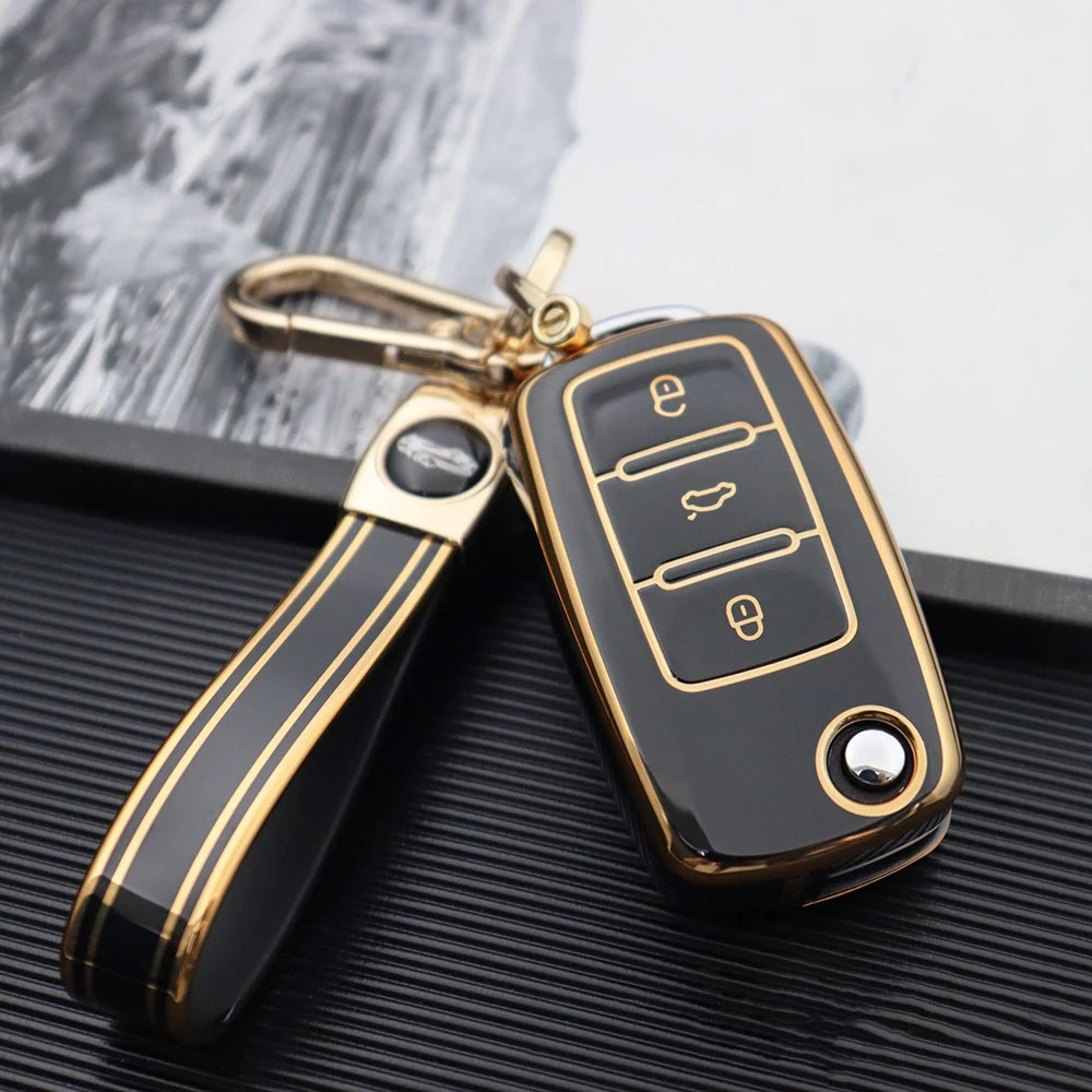 For VW Golf Polo Bora Beetle Tiguan for SKODA Fabia Superb for SEAT Leon Toledo Altea Ibiza TPU Remote Key Fob Case Cover