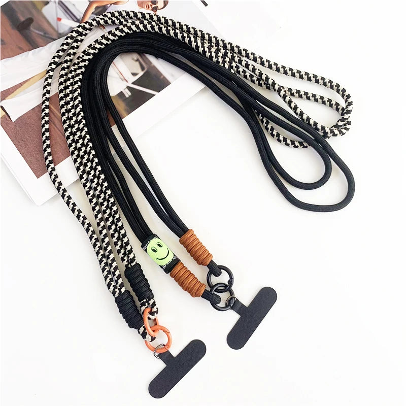 Tejesa 120cm Double Rope Mobile Phone Lanyard /Crossbody Phone Straps Neck Clip Cord Rope Twisted Backable Outdoor Anti-loss Phone Chain