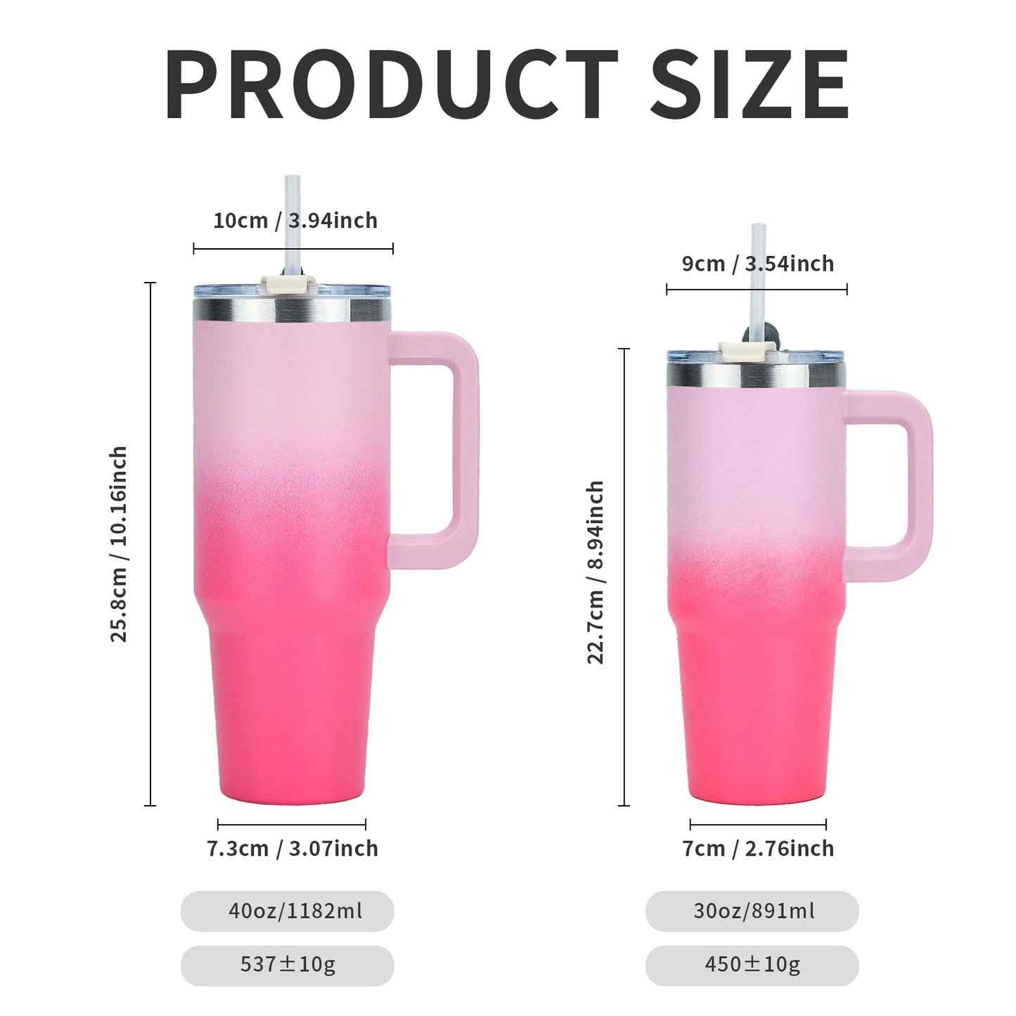 Hemasa 30OZ/ 40OZ Stainless Steel Thermos Bottle Large Insulated Cup Tumbler with Handle Straw Portable Sports Kettle Travel Car Ice Cup