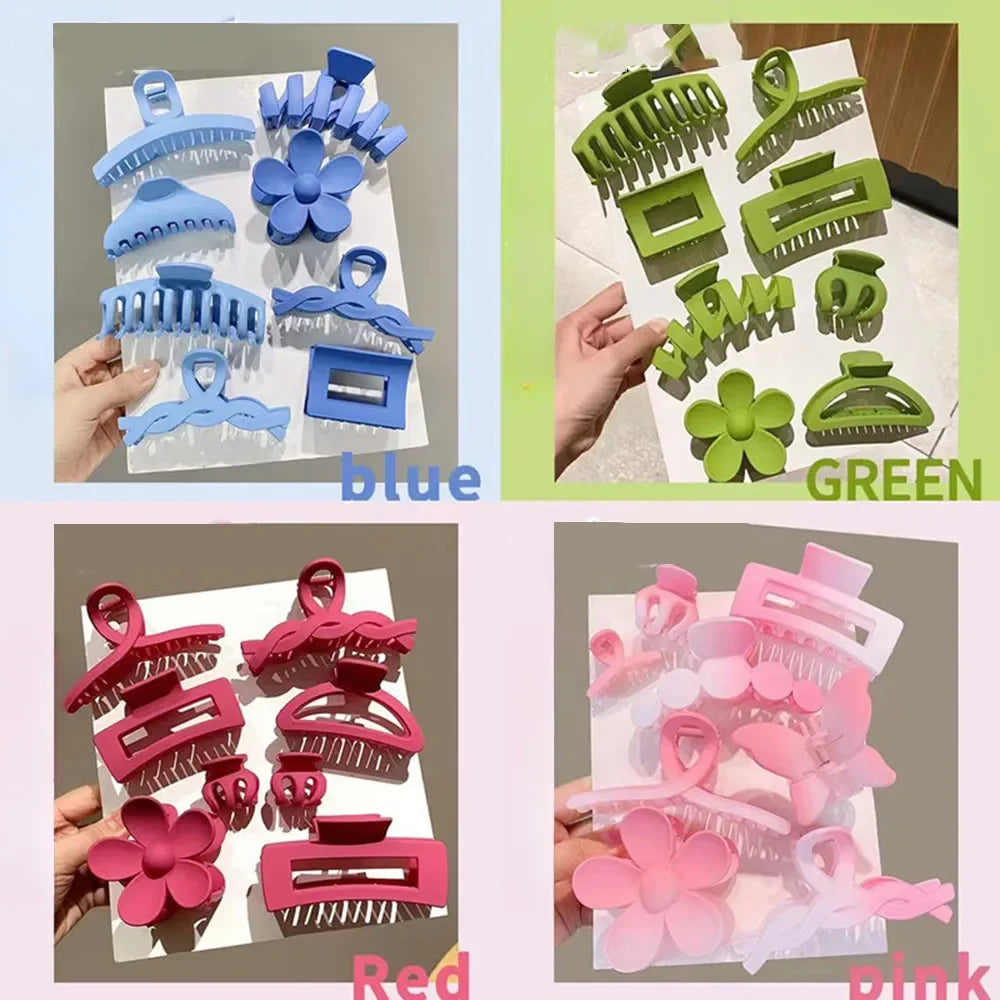 Tejesa 8Pcs/Set New Fashion Gradient Color Hair Clip Acrylic Sweet Girls Ponytail Flower Grabbed Hairpin Woman Headwear Accessories