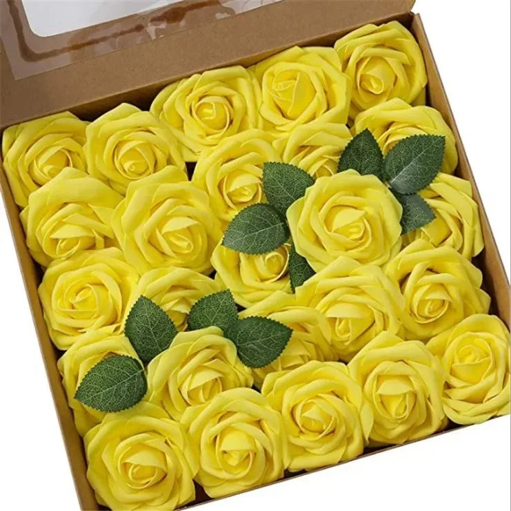 Rose Artificial Flowers 15/25/100pcs Foam Fake Roses Wedding Bouquets Centerpieces Mothers Day Valentines Gifts Party Decoration