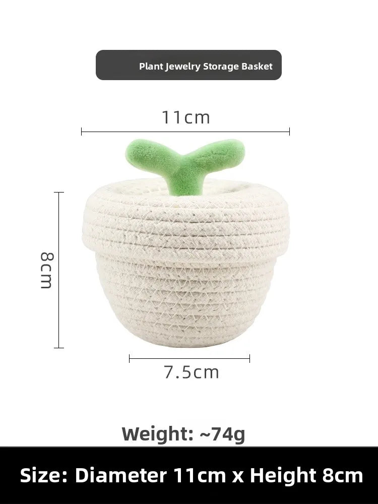 Tejesa Dopne Cotton Tead Woven Storage Basket Cute Living Room Sna Miscellaneous Goods Storage Box Bedroom Cosmetic Organizer...