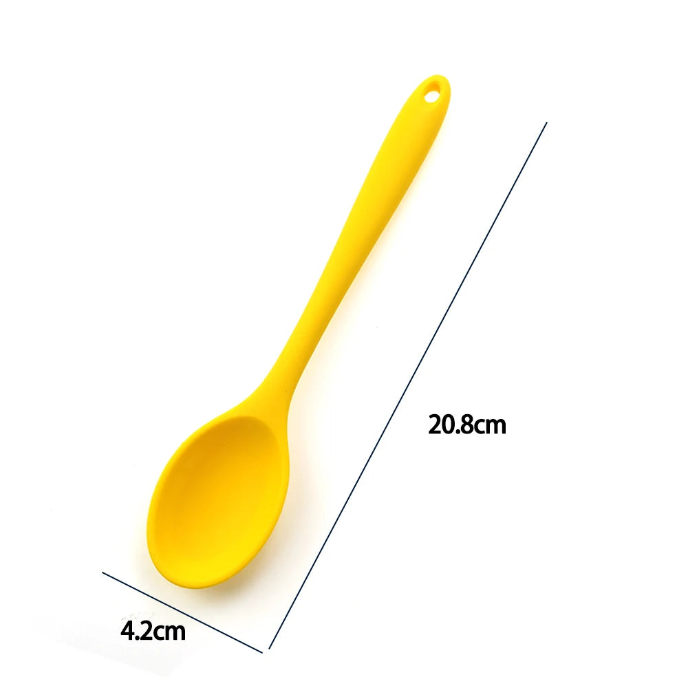 Hemasa  1Pc Soft Silicone Spoon Stirring  Long Handle Tableware Cooking Utensils Ladle Kitchen Accessories
