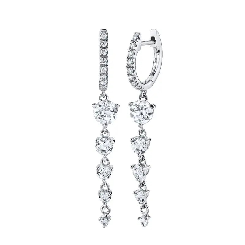 Hemasa 925 Sterling Silver Ear Buckles Fashion Hoop Earrings /White Crystal Luxury Women's Earrings Wedding Women's Jewelry Premium Gift