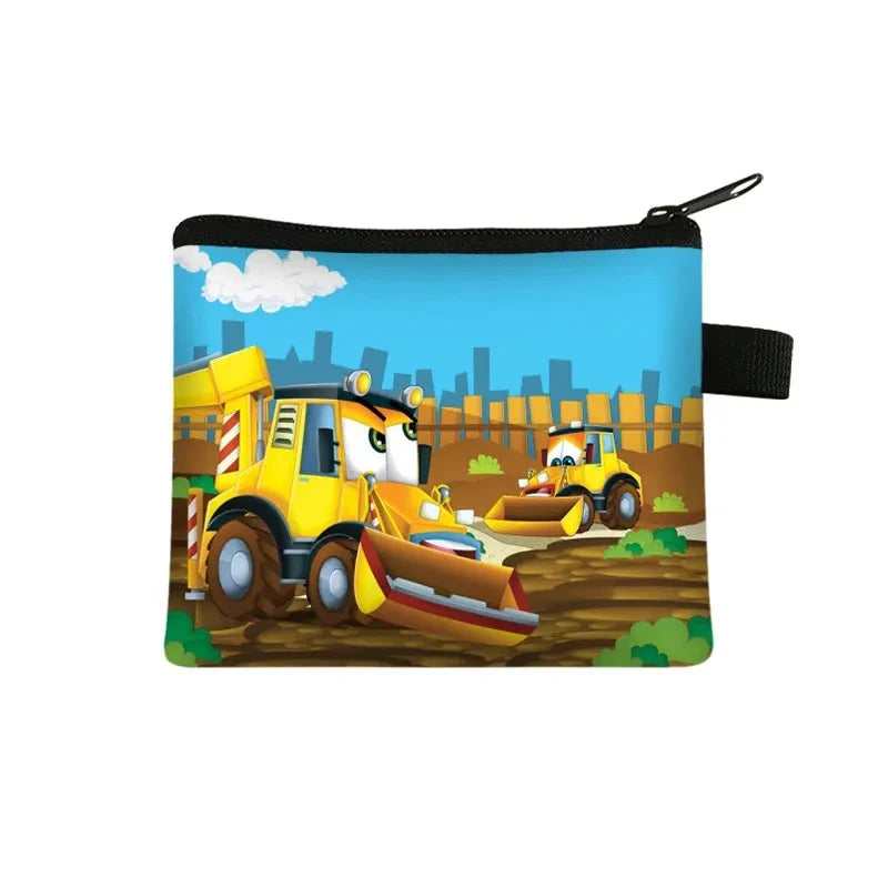 Tejesa Cartoon Coin Purse Keychain Zipper Pouch Kids Wallet Coin Bag Cute Excavator Purses and Handbags Small bag