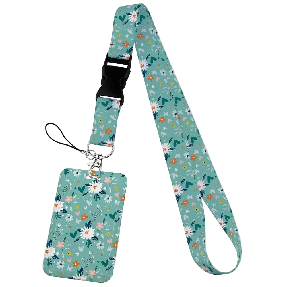 Tejesa  Flower design Lanyard Business Credit Card Holder/ Neck Strap Keychain Hang Rope ID Badge Holder