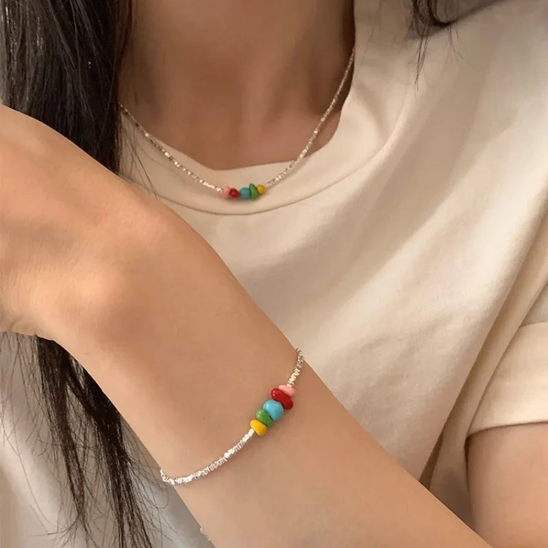 Hemasa  925 Sterling Silver Chip Beads l Bracelet for Women /Girl