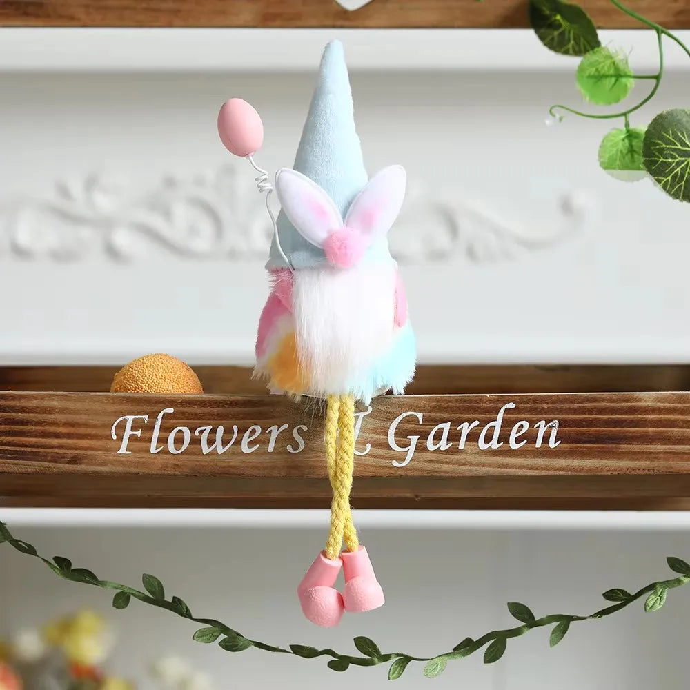 New Plush Flower Fairy Bunny Rabbit Dolls Hanging Ornaments Pink White Yellow Green Kids Girls Gifts Easter Home Decor