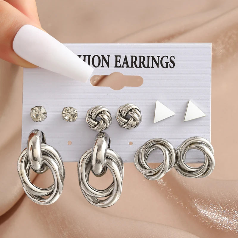 Hemasa  Acrylic  Silver Color Dangle Earrings Set  for Women