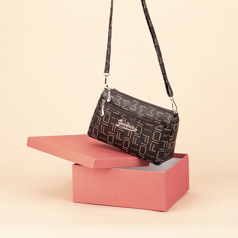 Hemasa Shoulder Bag for Women / Double Zipper Crossbody Bag/handbag  Multi-smooth Zipper Pocket