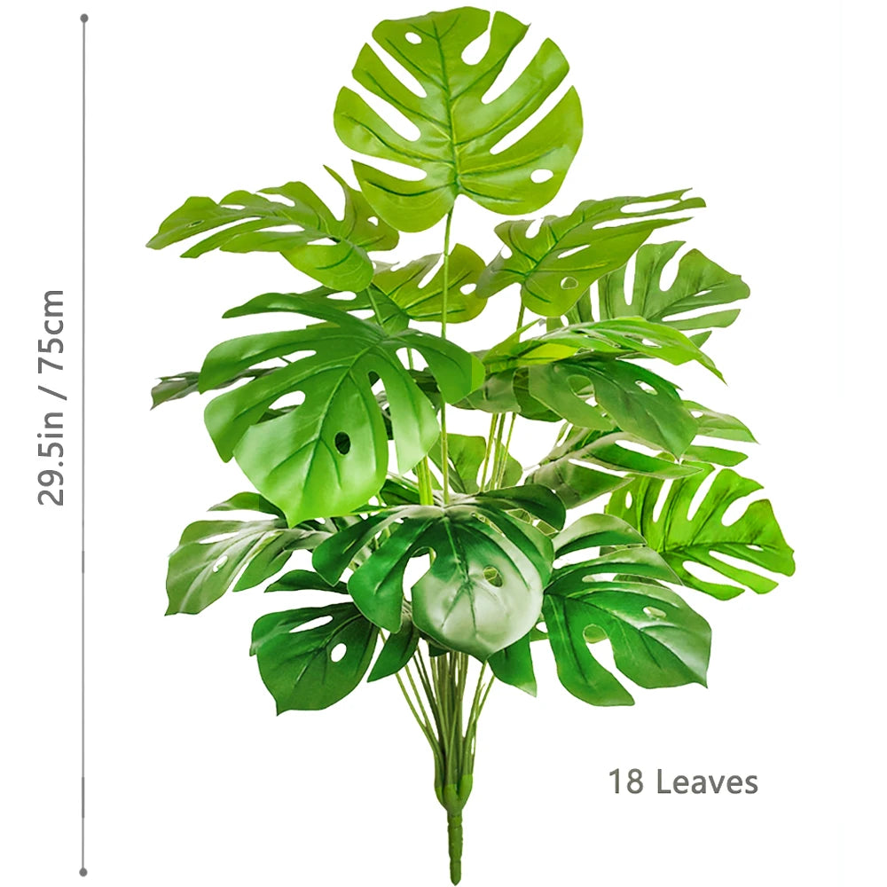 Tejesa 60-103cm Artificial Monstera deliciosa Pothos Alocasia Leaf Fake Plant Ornamental Festive Home Office Decoration
