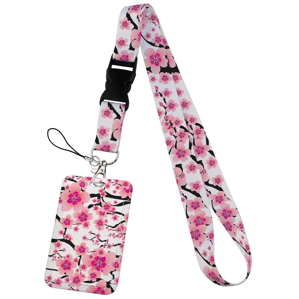 Tejesa  Flower design Lanyard Business Credit Card Holder/ Neck Strap Keychain Hang Rope ID Badge Holder