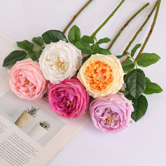 5Pc Moisturizing Rose Artificial Flowers Real Touch Rose Bridal Bridesmaid Bouquet Wedding Decor Flowers Party Home Decor Floral