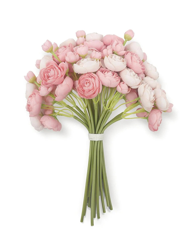 Tejesa 12 pcs Ranunculus Artificial Flower DIY Bouquet Bulk Fake Flowers Wedding Arrangements Bridal Shower Decor Home Room Decorations