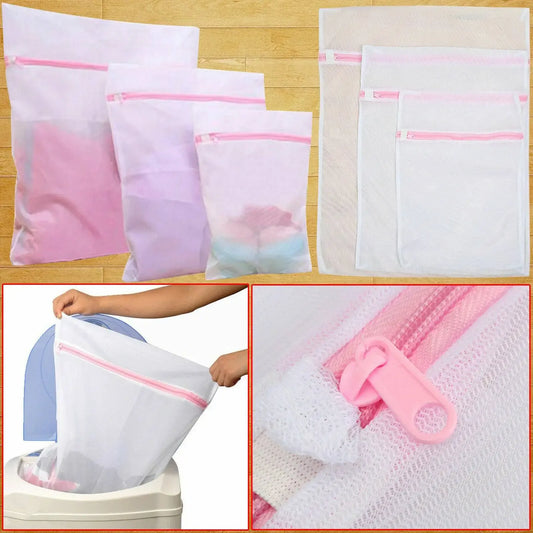 3pcs Fine Mesh Laundry Bags Travel Net Wash Bags Lingerie Bags for Washer Dryer Delicates Bras Underwear Socks Mask Blouse Silk