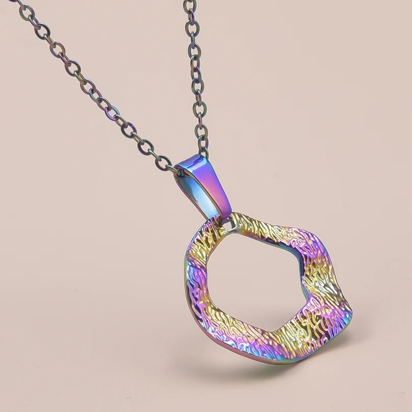 Titanium Steel Trendy Gold Color Geometric Necklace for Women Pendant Choker Long Chain Female Men's Fashion Jewelry Supplies