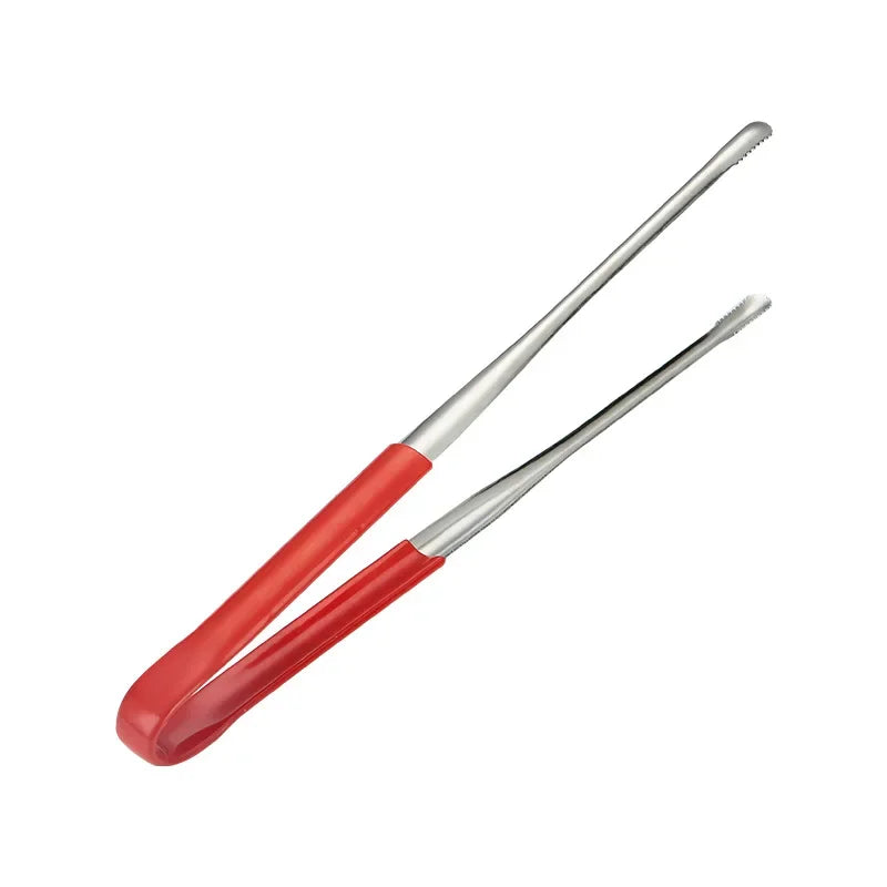 Stainless Steel BBQ Tongs Salad Food Meat Vegetable Red Glue Clips Bread Pasta Serving Tongs Non-Stick Kitchen Cooking Tools