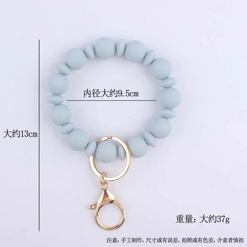 New Silicone Bead Spacer Bead Bracelet Beaded Wrist Keychain Pendant Creative DIY Handmade Beaded Anti Loss Bracelet Keyring