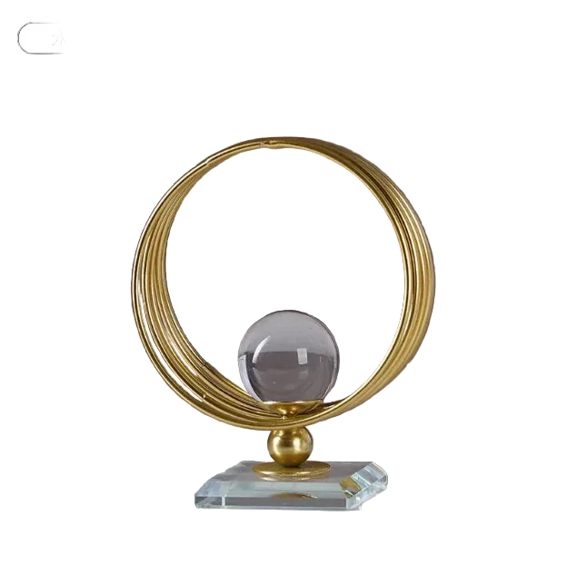 Hemasa Geometric Metal Figurines/ Crystal Ball Model Decorative Crafts/Living Room Desktop Ornaments/ Home Decorati