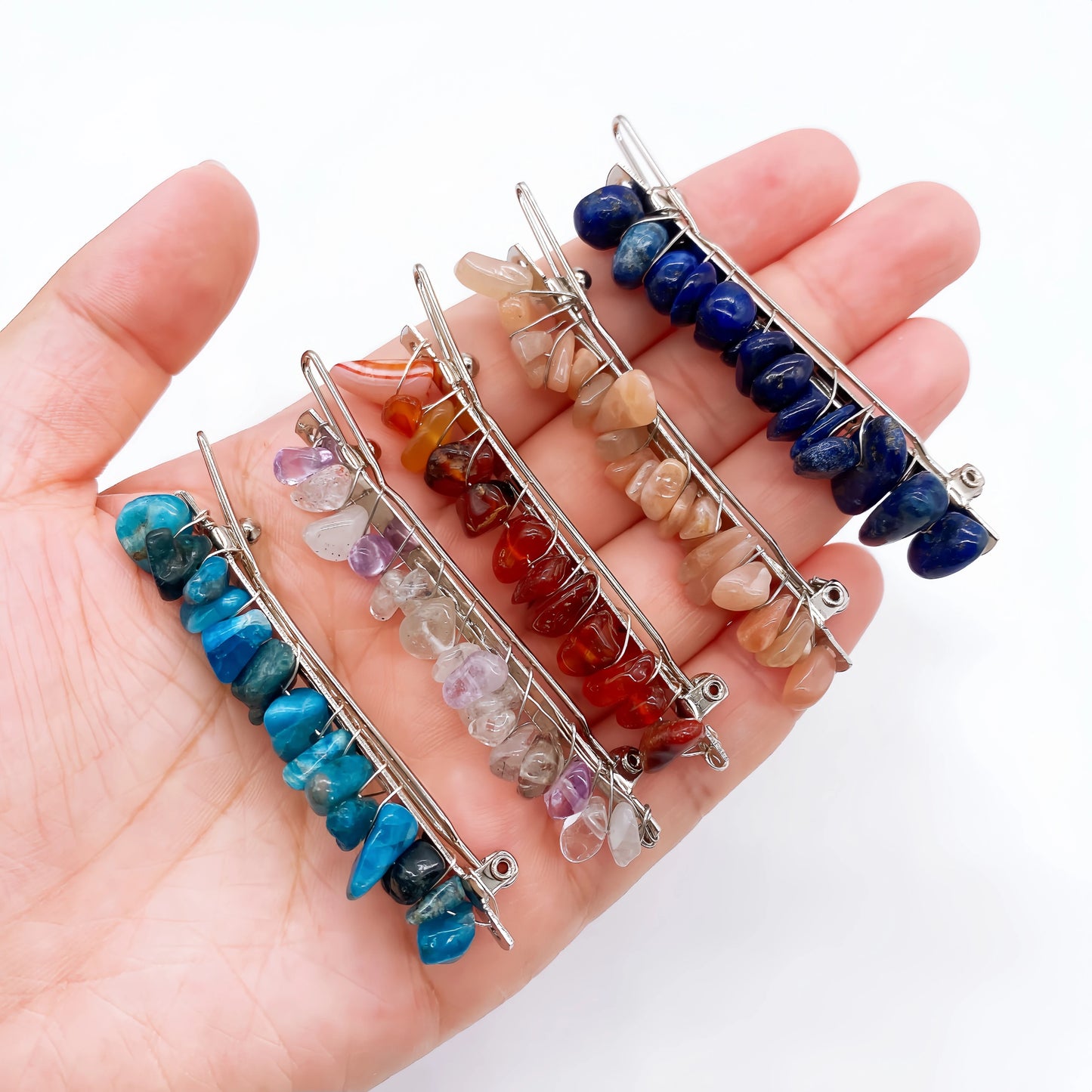 Natural Amethyst Gravel Crystal Hair Clips For Women Girl Rose Quartz Stone Hairpin Bridal Barrettes Headwear Home Decor