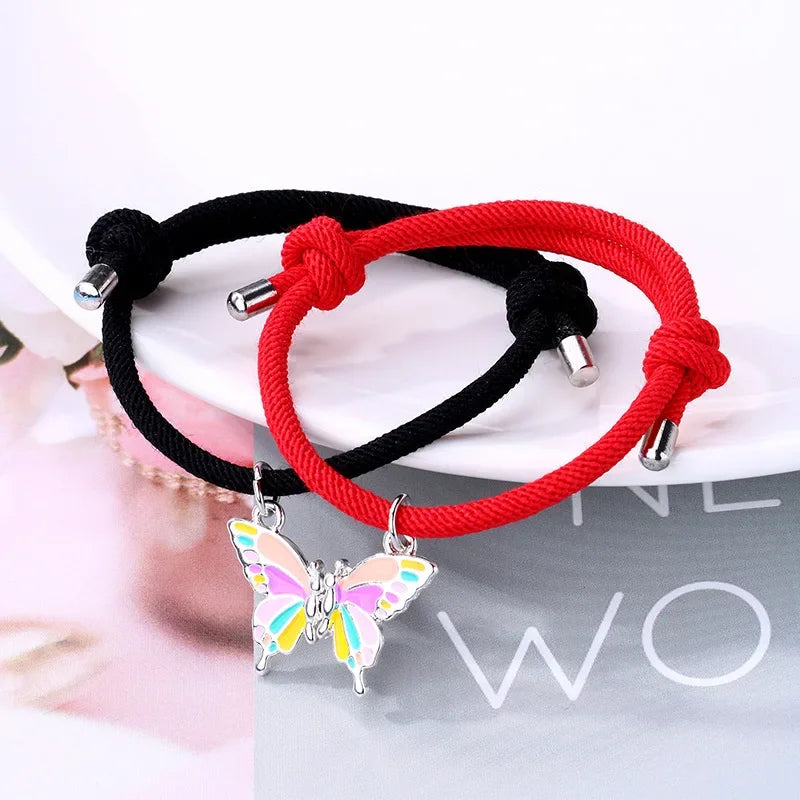 Hemasa  2pcs/set   Butterfly Bracelet Adjustable BFF Friendship Jewelry Gifts For Kids