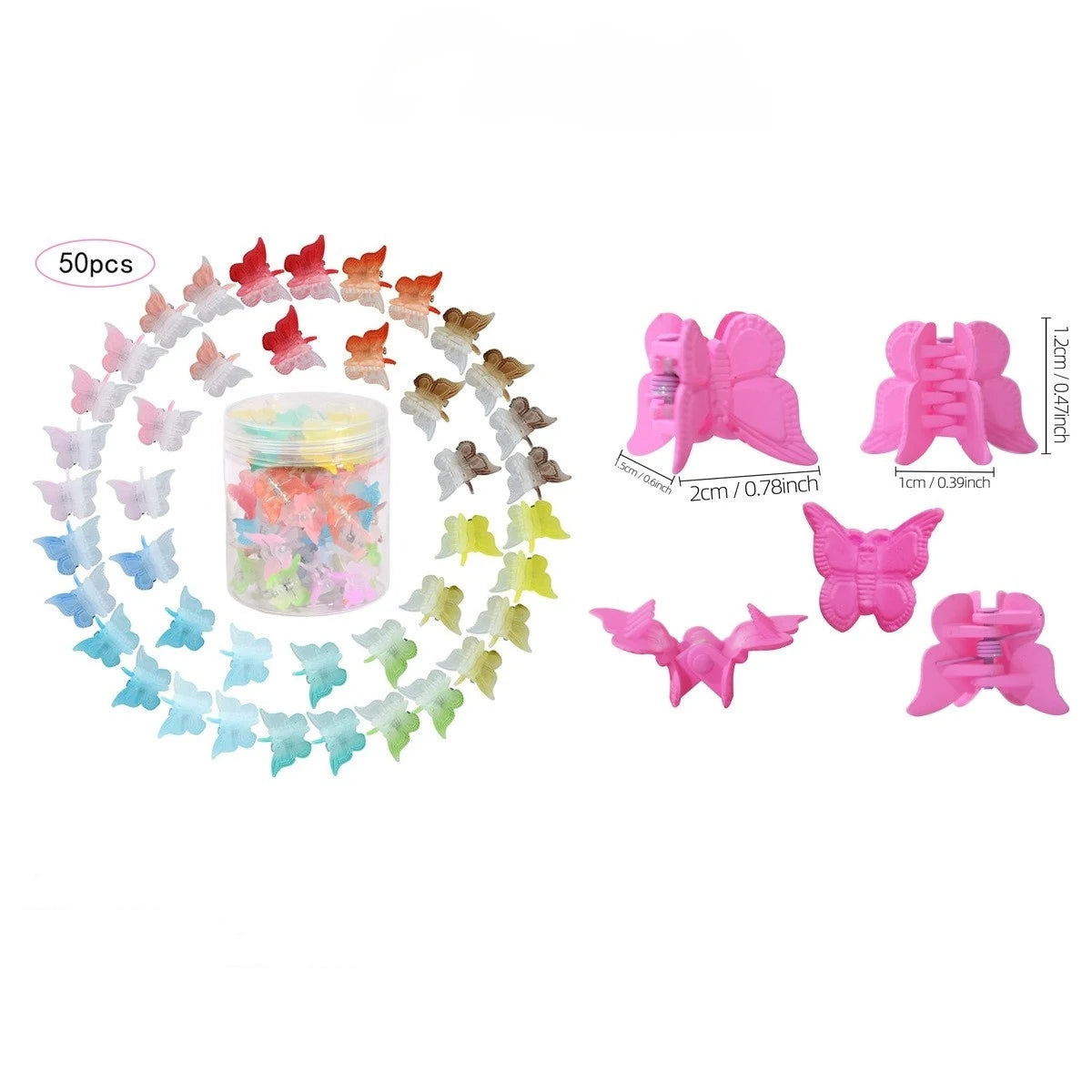Glitter Mini Butterfly Hair Claw Clips, Sparkly Colorful Hair Accessories for Girls and Women - 90S Y2K Cute, Small, Tiny Clip I