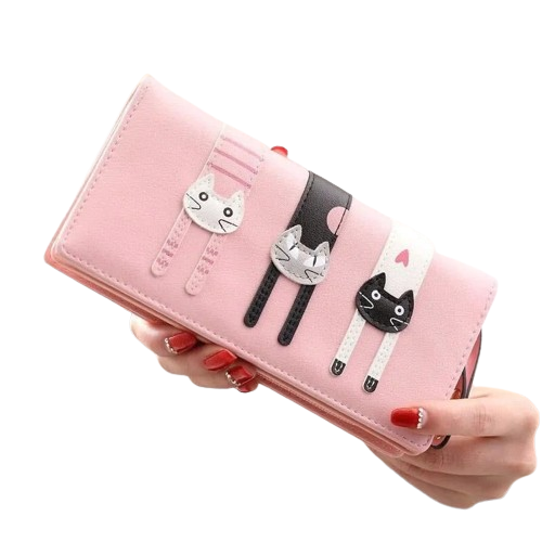 Hemasa Ciue Women  Leather Wallet Cute Cat Card Holder/ Mobile Phone Bag '/ong Clutch Coin Purse for Kids Girls