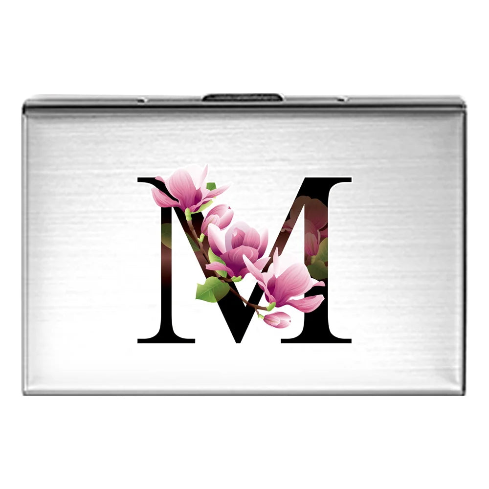 Card Holder RFID Blocking Aluminum Metal Slim Wallet Anti-scan Credit Card Holder Thin Case Small Wallet Flower Color Series