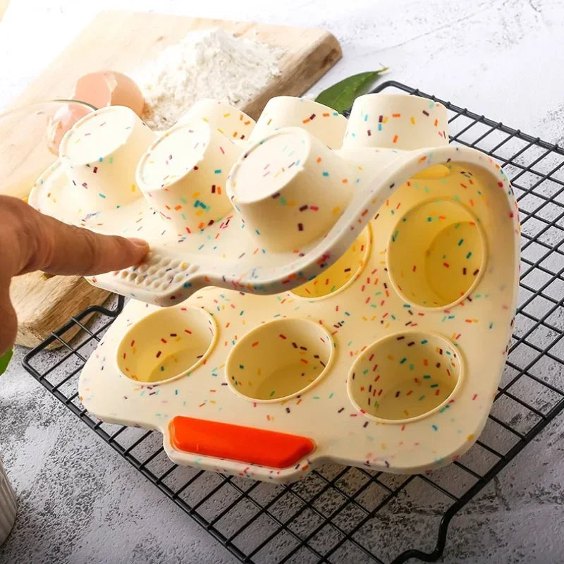 Tejesa 12 Holes Silicone Cake Mold/ Muffin Cupcake Baking Pan Non Stick Pudding Fondant Muffin Baking Tray Heat Resistant Bread Mould