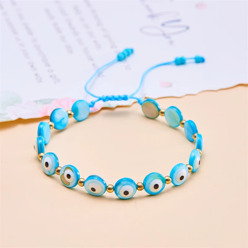 New Design Handmade Evil Eye Bracelets Blue Red Colorful Resin Beads Bracelet For Women Lucky Turkish Fashoin Jewelry Gifts