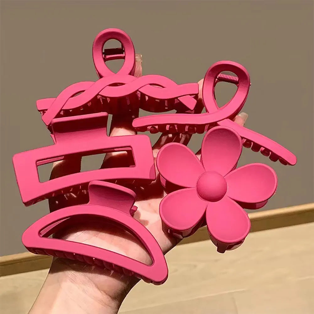 Tejesa 8Pcs/Set New Fashion Gradient Color Hair Clip Acrylic Sweet Girls Ponytail Flower Grabbed Hairpin Woman Headwear Accessories