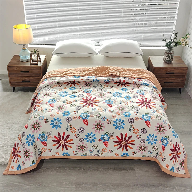 Hemasa Quilted summer single double bed light Printed quilt core Air conditioning quilting twin queen size duvet Thin plaid comforter