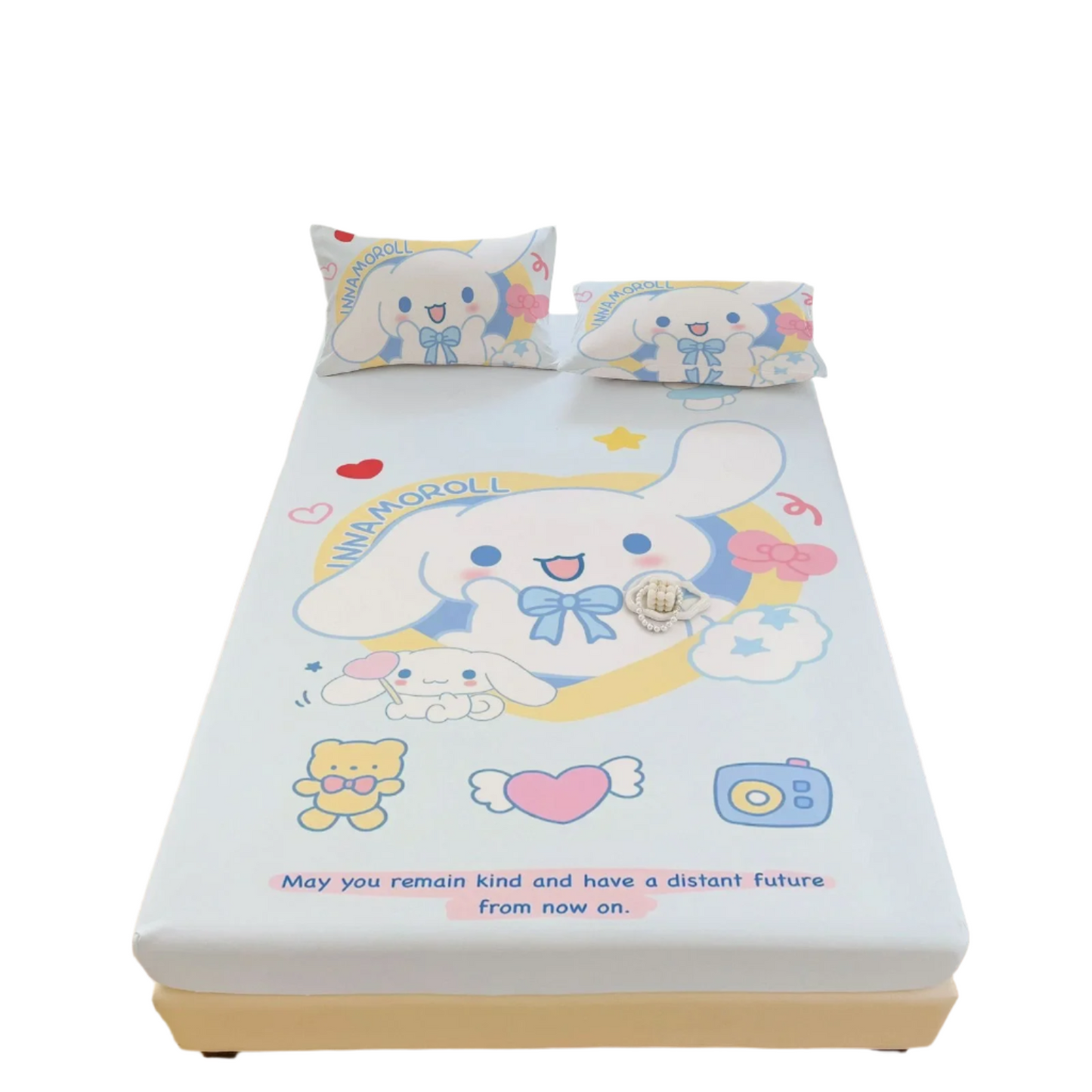 Hemasa  Bed Mattress Cover Cute Cartoon Painted Bed Linen Fitted Sheet For Kids Adult Single Double Size
