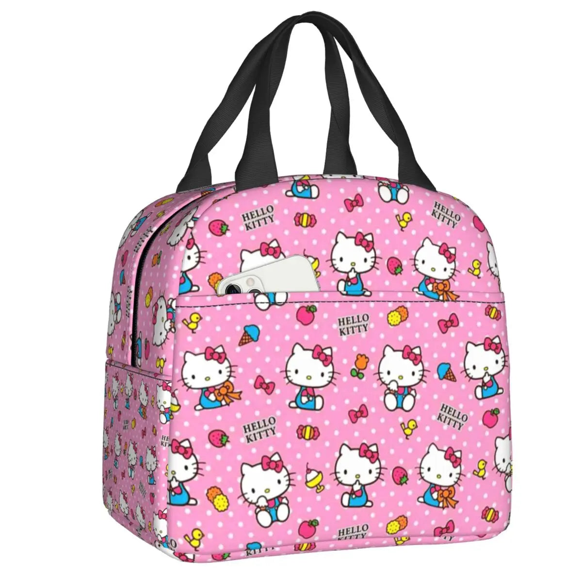 Custom Sanrio Hello Kitty Insulated Lunch Bag for Work School Leakproof Thermal Cooler Lunch Box Women  Food Container Tote Bags