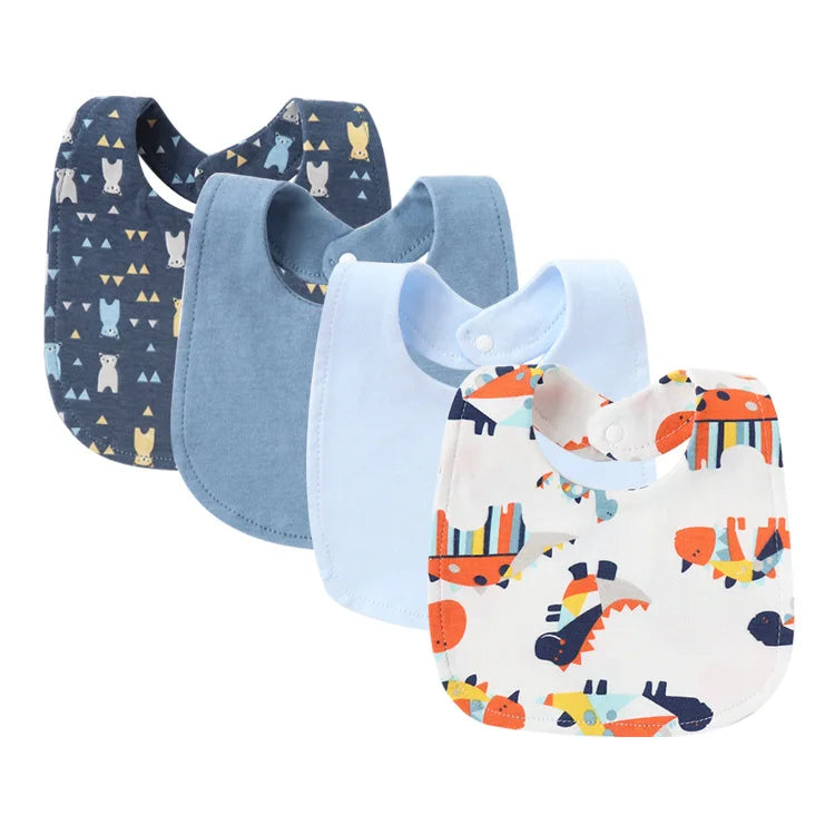 Tejesa 4Pcs Baby Bibs Burp Clothes / Newborn Saliva Towels for Girls Boys Cotton Kids Apron Infant Accessories Toddler Bibs Set