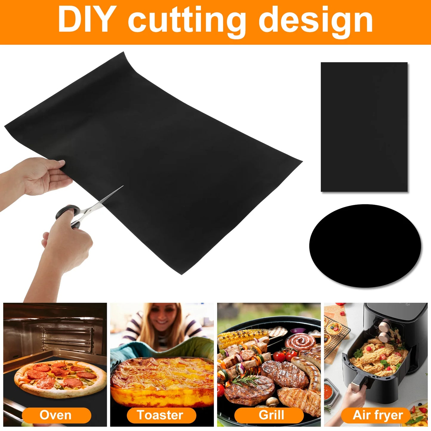 Tejesa 8/4Pcs Oven Protector Pad Grill Anti-leak Mat DIY Cuttable Oven Pad Kitchen Microwave Stove Grill Protective Pad Air Fryer Liner