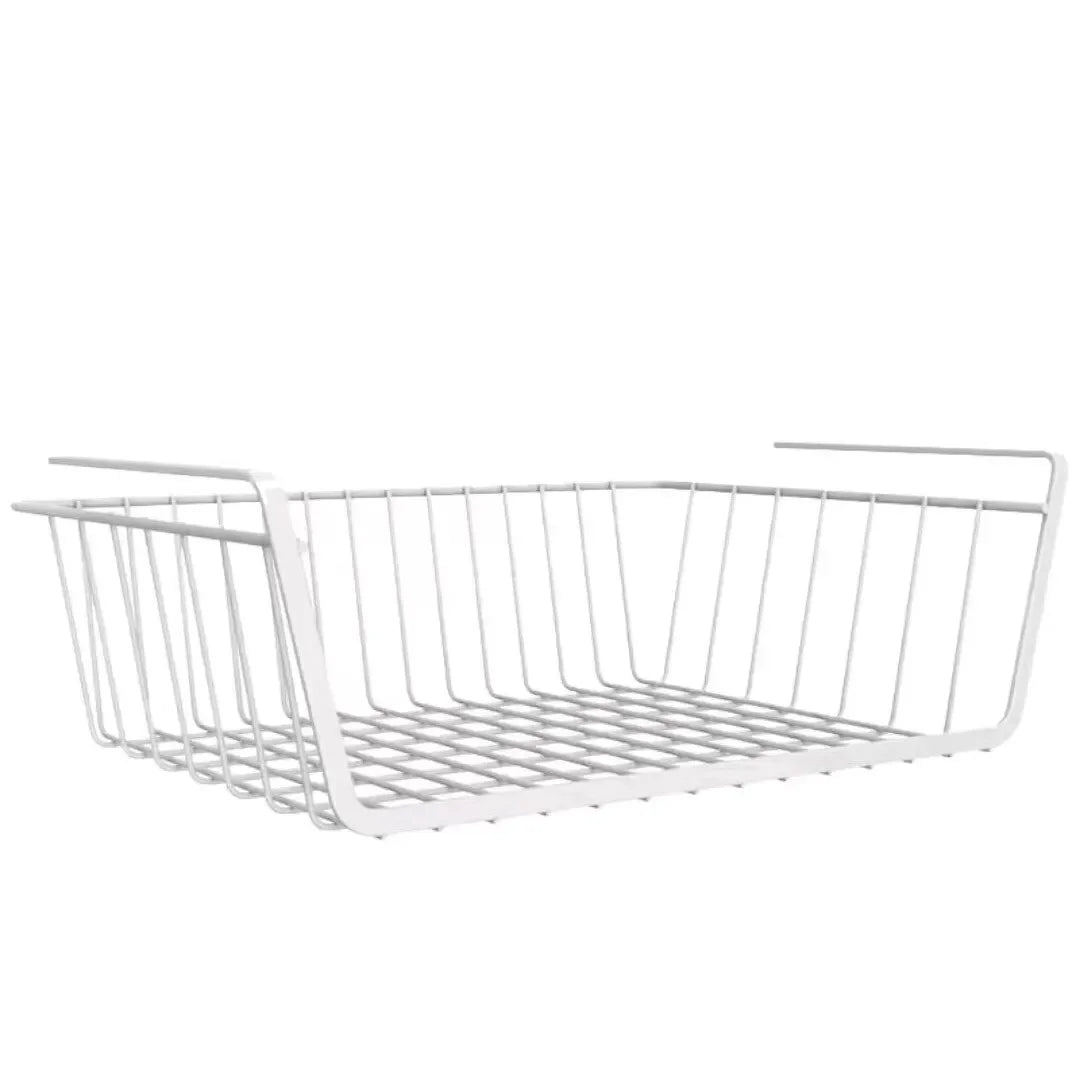 Hemasa 1pc White/Black Hanging Net Basket Iron Material Large Capacity Hanging Under Cabinet Wall Wardrobe Storage Basket