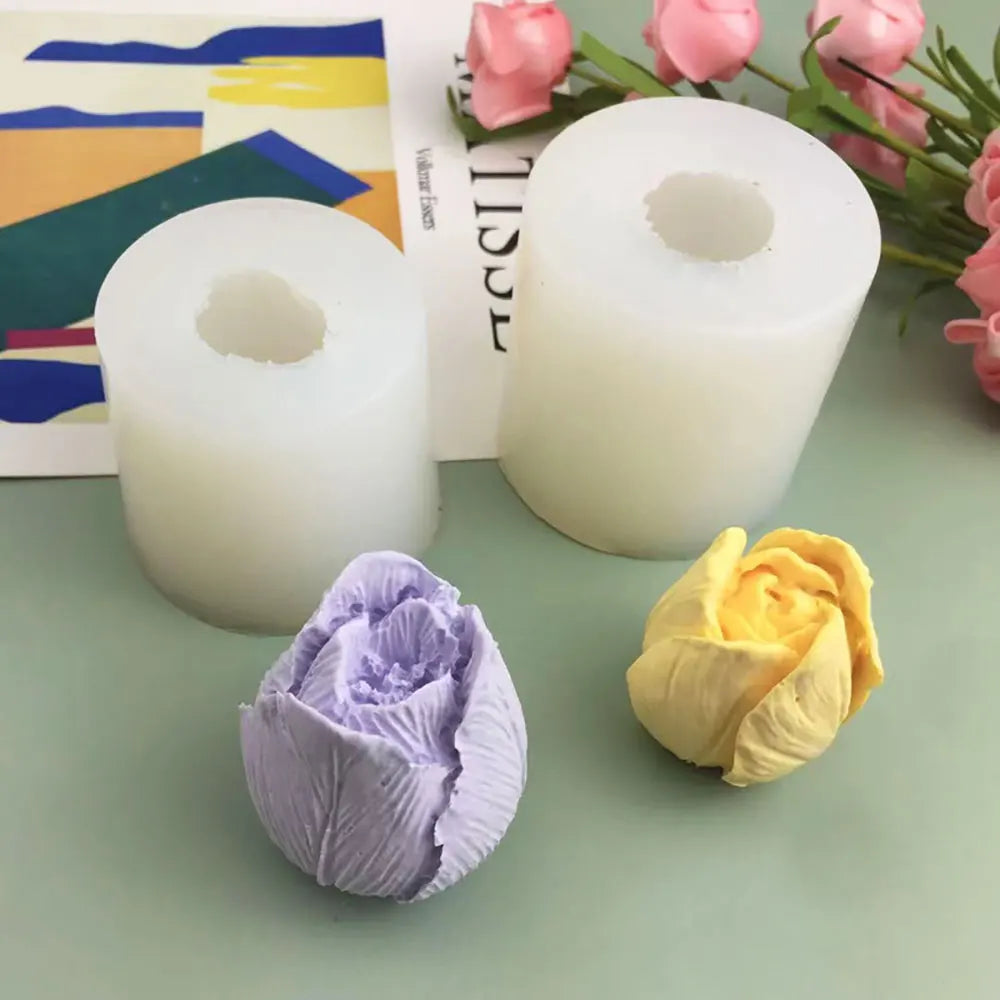 For Fun 3D Tulip Bud Silicone Candle Mold Scented Candles Handmade Soap Mold DIY Chocolate Fondant Baking Products Molds Decor