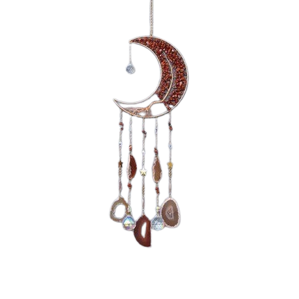 Hemasa Crystal Natural Gemstone Tree of Life Healing Pink Quartz 7 Chakras Grave Agate Stones Reiki Moon Suncatcher Hanging Home Decor