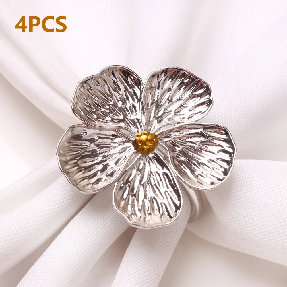 2/4/6/8pcs Simple Plum Napkin Buckle 5 Petals Lucky Flower Napkin Ring for Wedding Christmas Hotel Home Table Decor