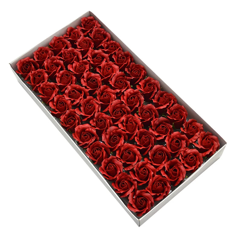 Tejesa 50 Pcs 3-Layer Rose with Curly Petals Fake Flowers Heads Wedding DIY Gift Box Valentine's Day/home/decor