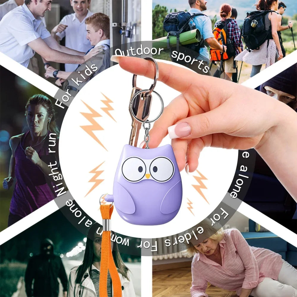 Hemasa Self Defense Alarm Cute Owl 130DB Self Defense Siren Safety Alarm for Children/Girl Personal EDC Keychain Warning Light