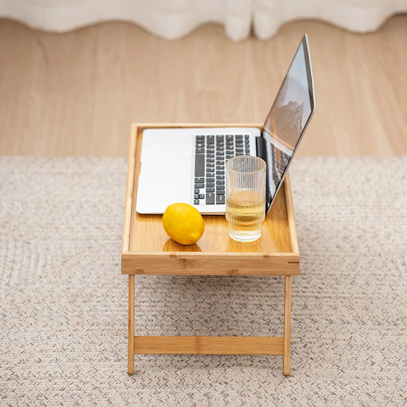 Hemasa Bed Tray Table Folding Legs Portable Breakfast Tray for Sofa Eating, Drawing, Platters Bamboo Serving Lap Desk Snack Tray